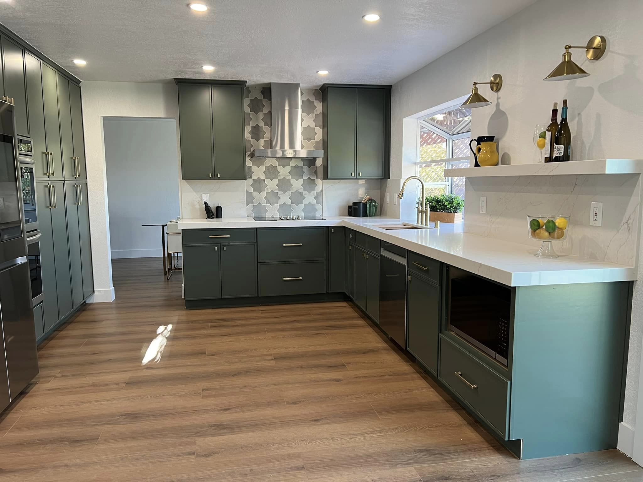 green kitchen cabinets