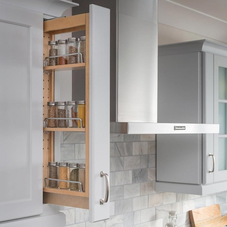 sprice rack pull out in kitchen cabinets in walnut creek